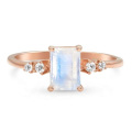 925 Sterling Silver Rose Gold Plated Moonstone Engagement Ring